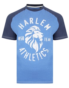 KAM Harlem Athletics Raglan T-Shirt Blau meliert
